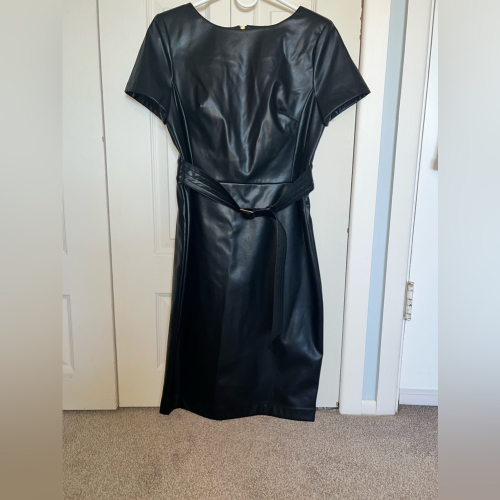 Faux leather black dress